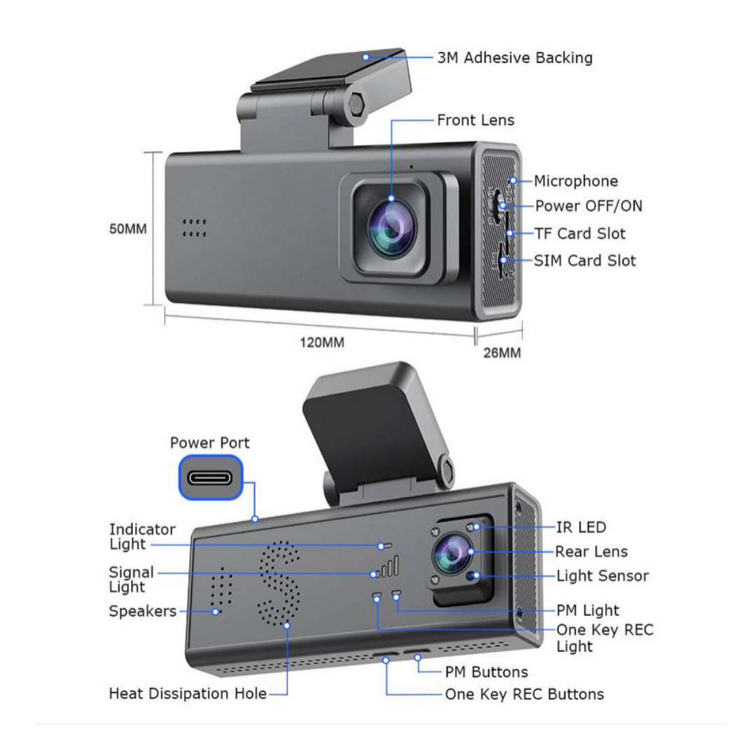 Dual-Lens Dash Camera (Front & Rear) - Image 2