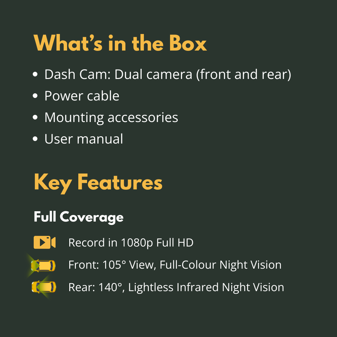 Dual-Lens Dash Camera (Front & Rear) - Image 3